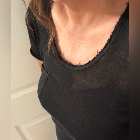 Rag and Bone Raw Edges Pocket Tee 100% Linen T-shirt Size S/M - Picture 10 of 10